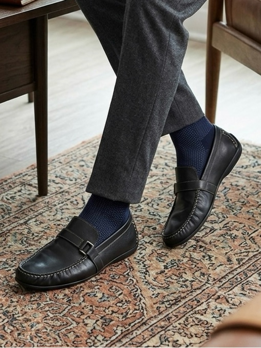 Giorgio Brutini Tommy Black Leather Buckle Strap Loafers Slip On Men’s Size 13M